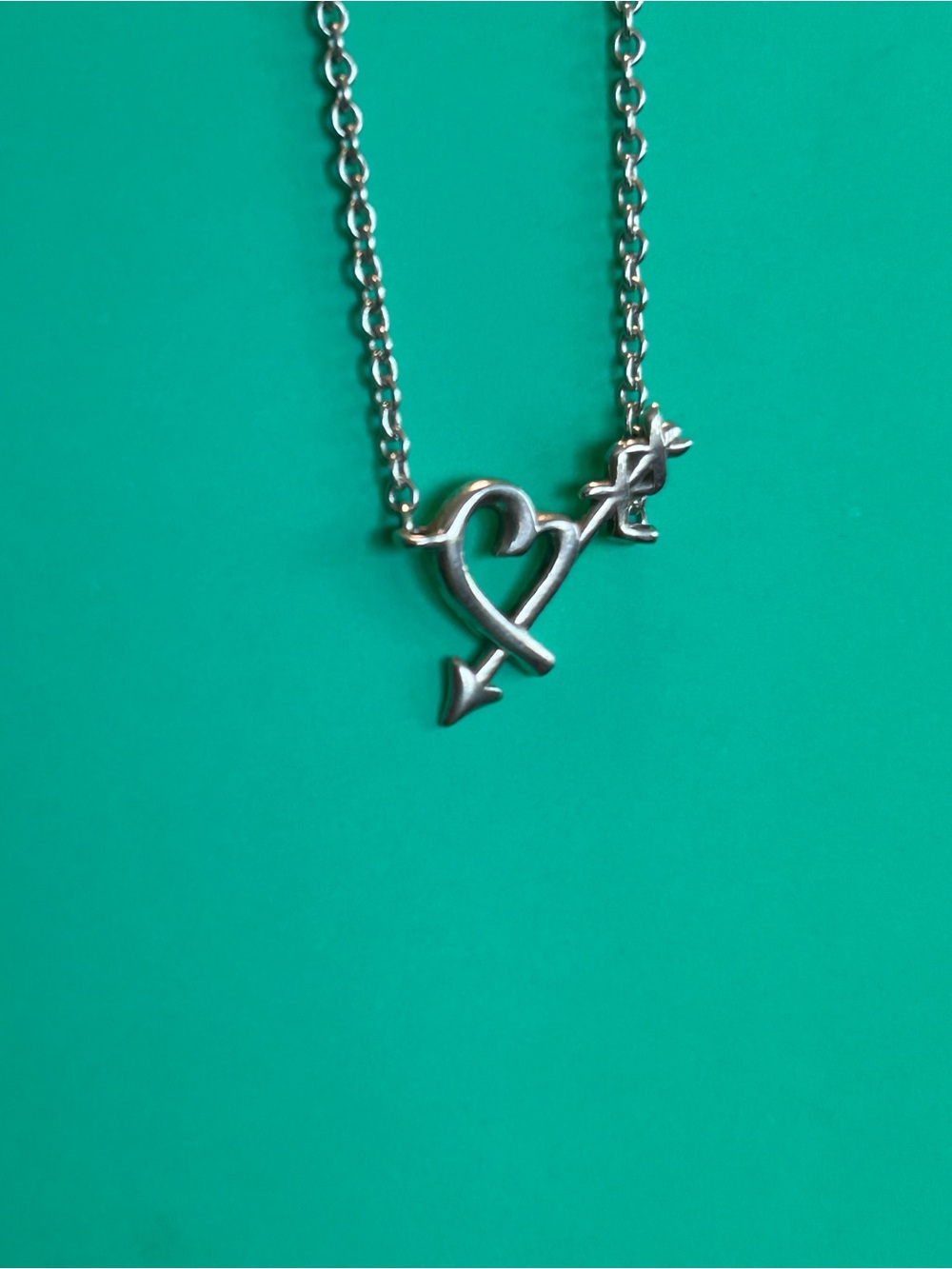 Tiffany & Co Sterling Silver Heart Arrow Pendant bracelet 7" Women Jewelry